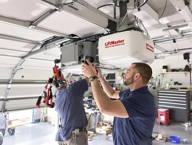 Oxford Garage Door Repair technician performing advanced diagnostics on garage opener in Oxford